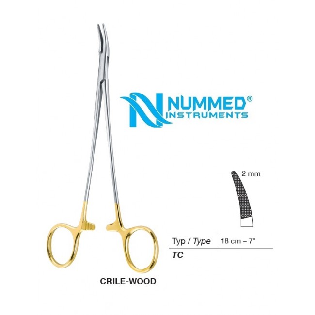 Crile-Wood Needle Holder,Curved,18 cm,TC